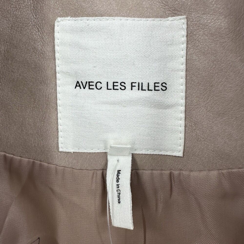 Avec Les Filles Anthropologie Womens Moto Jacket M Oversized Faux Leather Belted - Picture 7 of 13